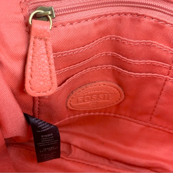 Fossil Erin Small Zip Top Watermelon Pink Crossbody Purse - Picture 11 of 14